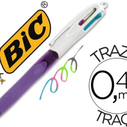 Bolígrafo Bic 4 colores pastel con grip